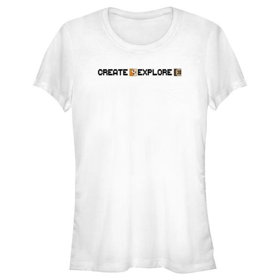 Junior's Minecraft Create Explore Alex and Steve Graphic Tee White Small