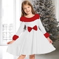thumbnail image 2 of XXWXYD Girls Princess Plush Dress Cute Bow Long Sleeve High Waist A Line Swing Dresses Fall Winter Warm Cozy Kids 5-14 Years Par𝗍y Holiday Formal Fancy Christmas Birthday, 2 of 5