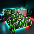 thumbnail image 2 of Manfei Black Bright Green Full Size Bedding Sets, Gradient Wave Striped Full Size Bed in a Bag, Black Reversible 7-Piece, 2 of 6