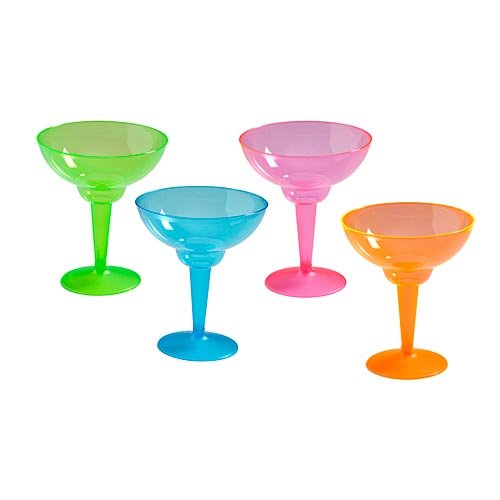 Neon Colored Plastic Margarita Glasses