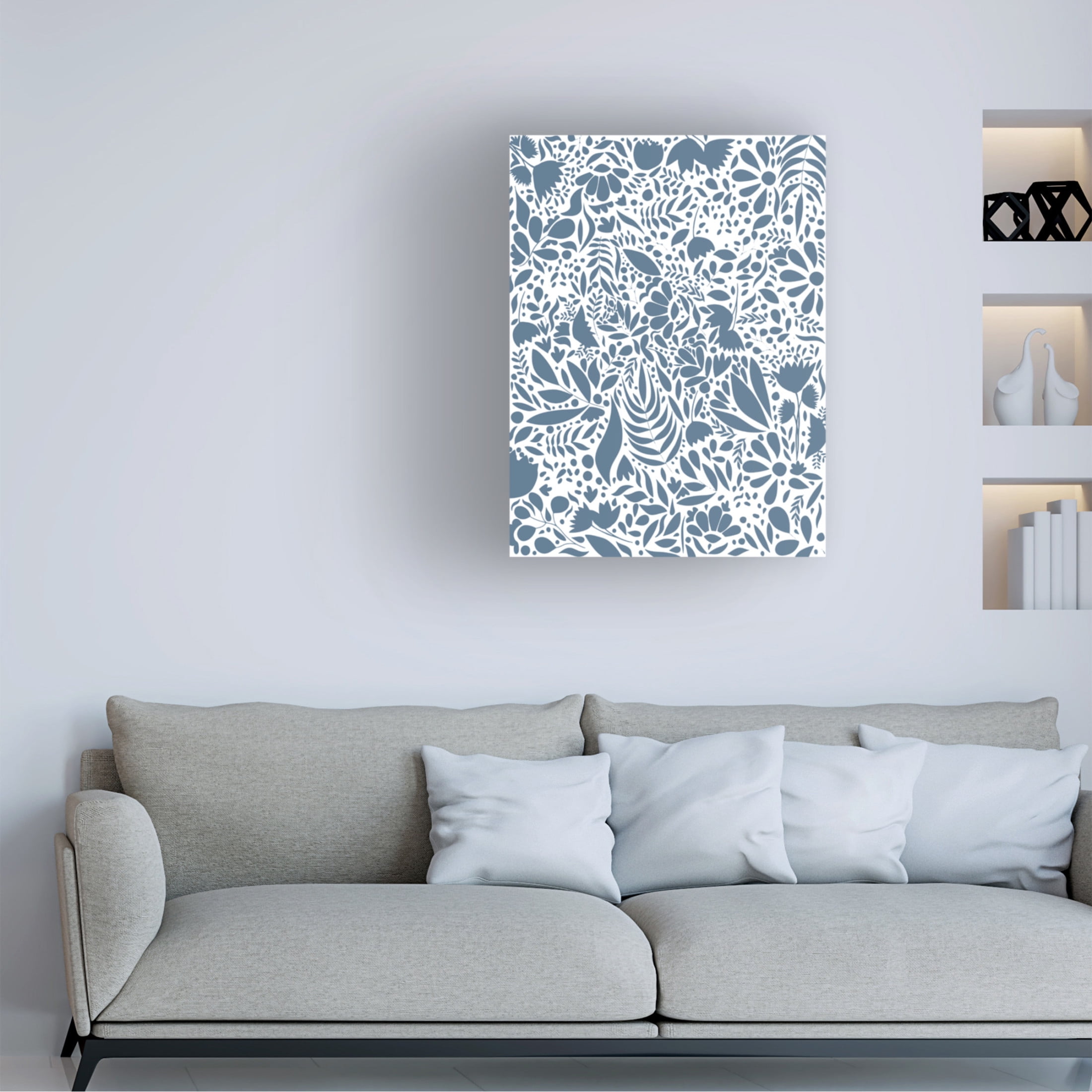 Trademark Fine Art Sarah Manovski Scandi blue white pattern 2 Canvas Wall Art