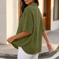 thumbnail image 7 of Yyuenw Women Lapel Collar Half Button Waffle Knit Drop Shoulder Short Sleeve Polo Solid Color Top for Casual Daily, 7 of 7