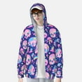 thumbnail image 4 of Goofa colorful Skull mushroom rainbow Printed Women's UPF 50+ Sun Protection Hoodie Jacket Lightweight Long Sleeve Sun Shirt for Women with Pocket Hiking Outdoor-Small, 4 of 9
