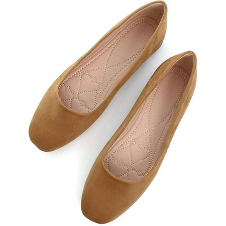 

Pfhytec LU Flats for Women Comfortable Wide Width Square Toe Ballet Shoes Dressy Slip-ons Loafers