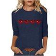 thumbnail image 1 of Plebaso Chemises à Manches 3/4 pour Femmes Mignonnes avec Cœur Hauts Amples Décontractés Blouses à Col Rond T-Shirts Imprimés, 1 of 4