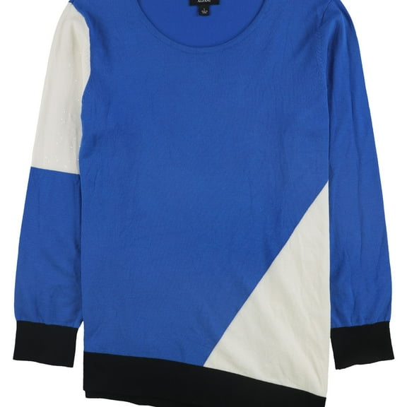 Alfani Womens Colorblocked Pullover Sweater, Blue, X-Large