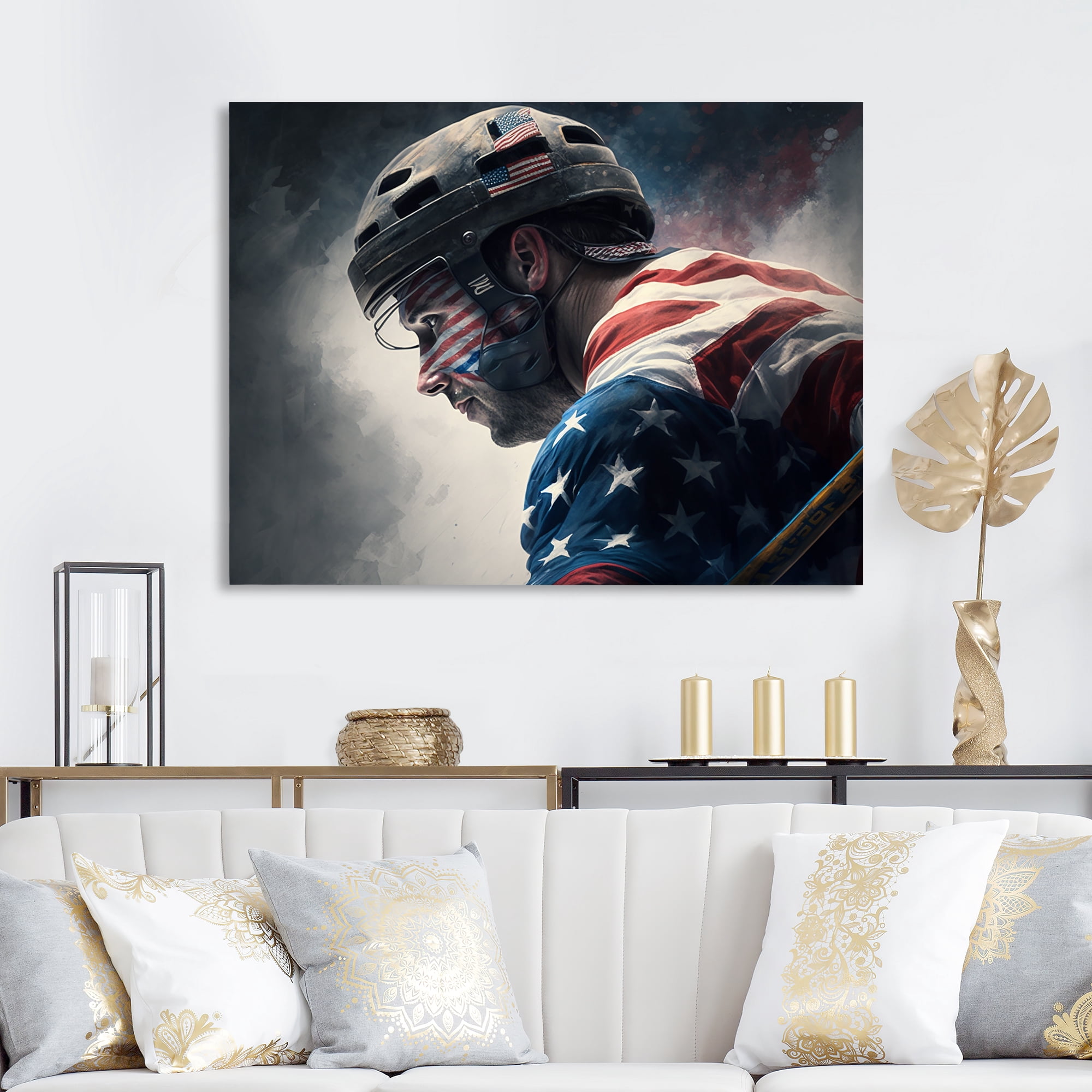 Designart Hockey Player On Break II Canvas Wall Art