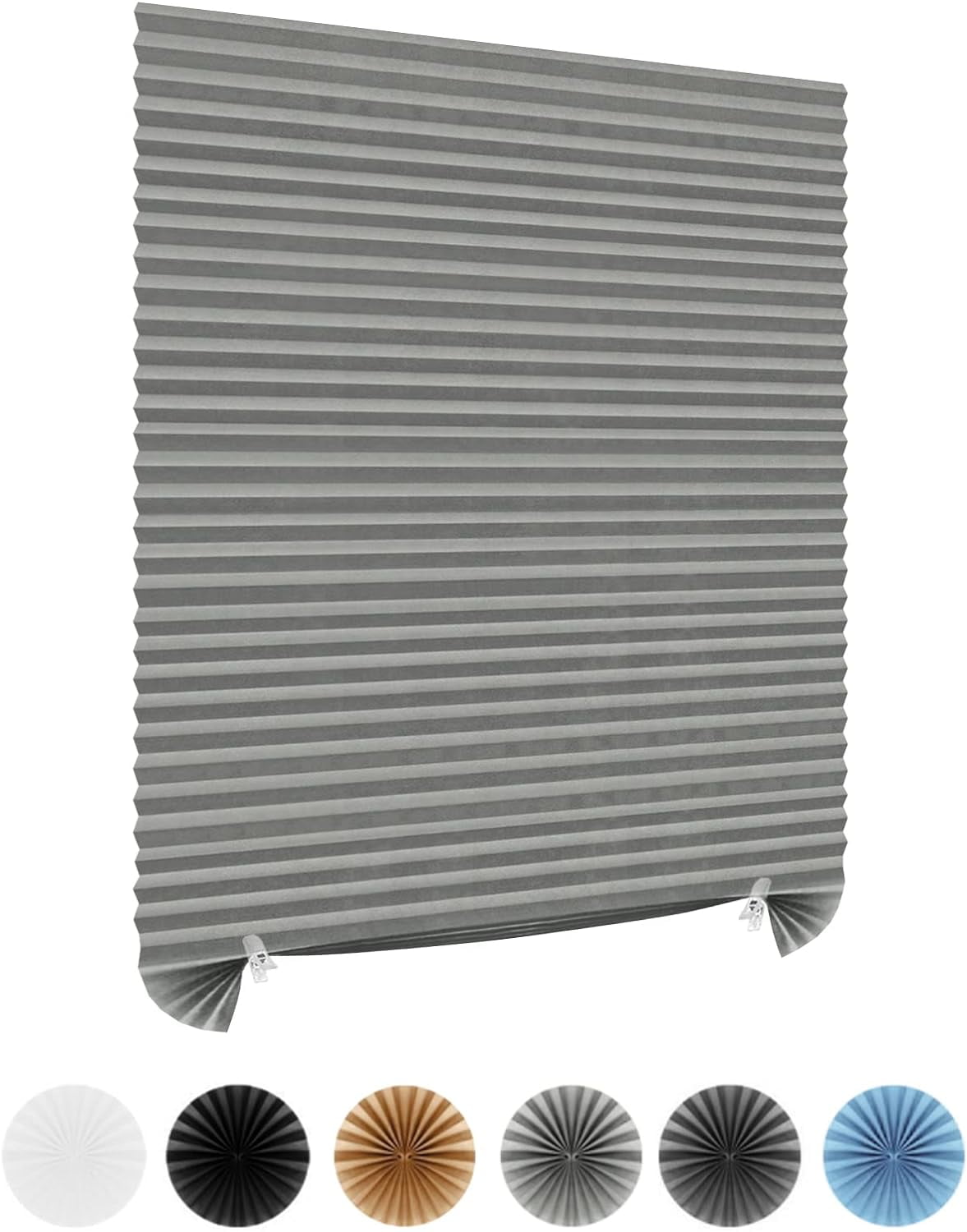 Cordless Window Blinds No Drill Cut to Size Clip On Self Adhesive Pleated Paper Shades Temporary Blinds for Nursery Bedroom Kitchen Bathroom