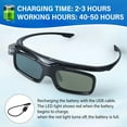 thumbnail image 2 of 3D Glasses, Active Shutter Rechargeable Eyewear for 3D DLP-Link Projectors Cocar Toumei - Pack of 2, 2 of 7