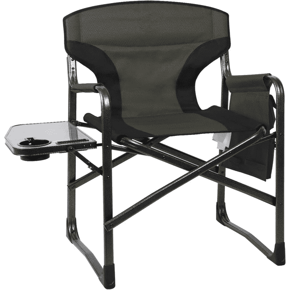 Lightweight Folding Directors Chairs Outdoor, Aluminum Camping Chair with Side Table and Storage Pouch, Heavy Duty Supports 350LBS