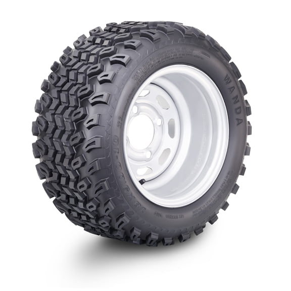 WANDA Golf Cart Tire & Wheel Assembly 18X9-10 with 4 Lugs on 4" PCD ET-15.5 Silver Wheel-14050