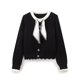 thumbnail image 3 of HH TRAF Mujeres Nueva Moda Cuello Redondo Manga Larga Tejido Lazo Cárdigan Superior Femenino Elegante Un Solo Pecho Contraste Casual Tops, 3 of 4
