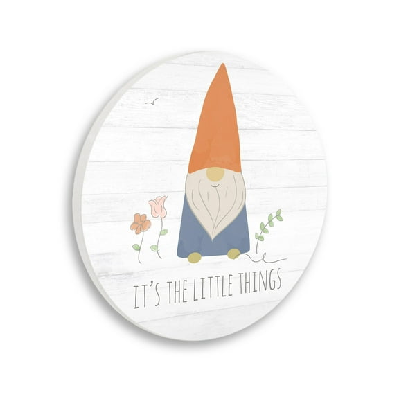 Stupell Industries It's The Little Things Inspirational Phrase Cute Gnome,12 x 12,Design By Anna Quach
