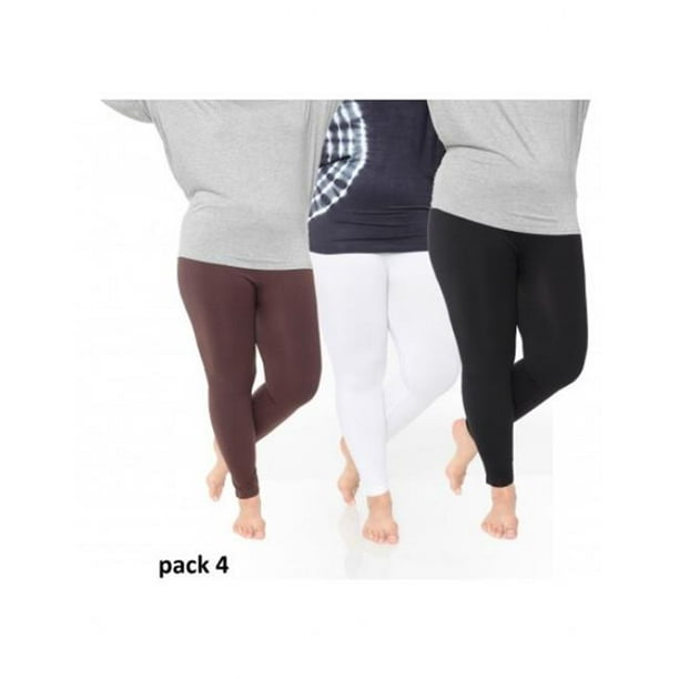 White Mark Legging Universel pour Femme Pack 4, Noir, Blanc et Marron - Taille Unique - Lot de 3