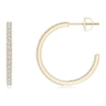 thumbnail image 2 of ANGARA Natural Inside-Out Single Line Diamond Hoop Earrings in 14K Yellow Gold for Women (Size-1.35mm| Color-H| Clarity-SI2) | Anniversary, Jewelry Gift for Women | Natural Diamond Earrings, 2 of 7