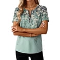 thumbnail image 4 of Craaazy Womens Casual Short Sleeve Blouses with Half Zipper Placket and Solid & Graphic Prints for Summer Daily Wear Gift, 4 of 6