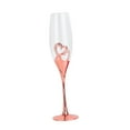 thumbnail image 3 of Copas de champán de tallo largo sopladas a mano, elegante copa en forma de corazón para brindis rosa áurea, 3 of 9