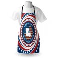 thumbnail image 4 of Louisiana Apron, Spiral Old Glory Themed Stripes with a Silhouette of Pelican State, Unisex Kitchen Bib with Adjustable Neck for Cooking Gardening, Adult Size, Vermilion White and Blue, by Ambesonne, 4 of 4