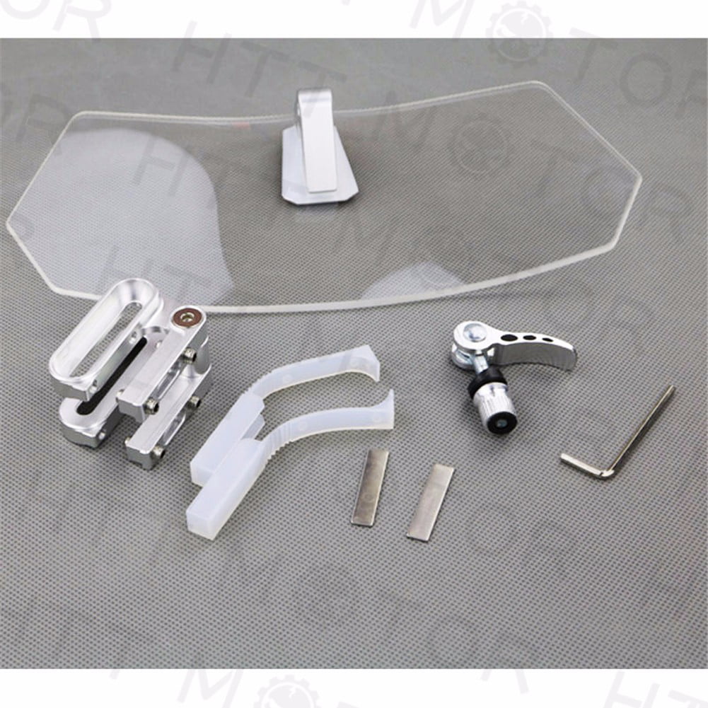 White TOOGOO Adjustable Clip on Windshield Extension Spoiler Wind Deflector for Motorcycle 