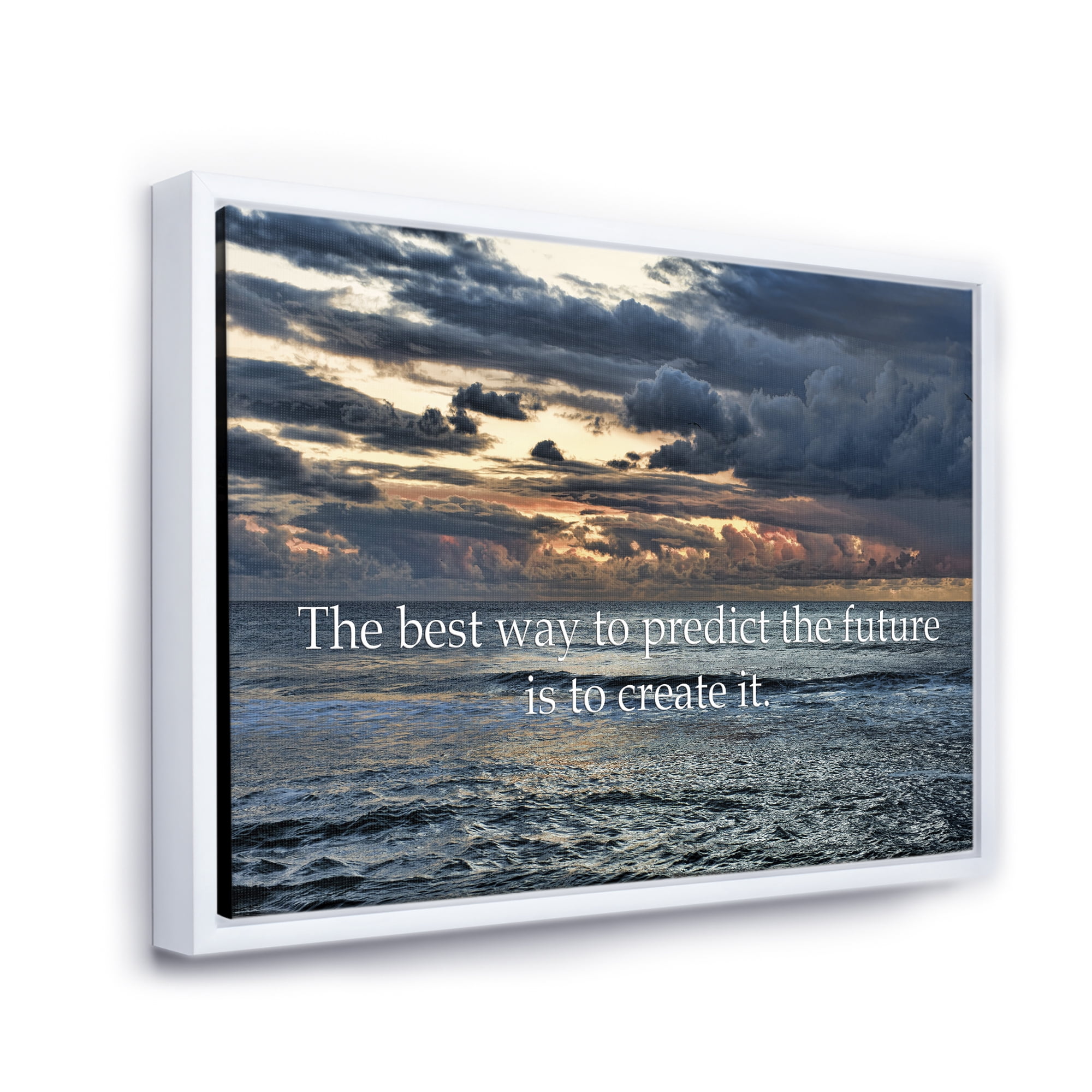 Designart 'The Best Way To Predict The Future Is To Create It Blue Ocean' Nautical & Coastal Framed Canvas Wall Art Print