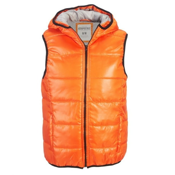 Aeropostale Chaleco acolchado con capucha y cremallera completa para hombre naranja mediano Aeropostale Chaleco acolchado Walmart en linea