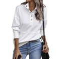 thumbnail image 2 of Wevis Women's Stand Collar Button Long Sleeve Pullover Tops Loose Casual Sweatshirt, 2 of 4