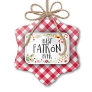 Christmas Ornament Happy Floral Border patr?n Red plaid Neonblond