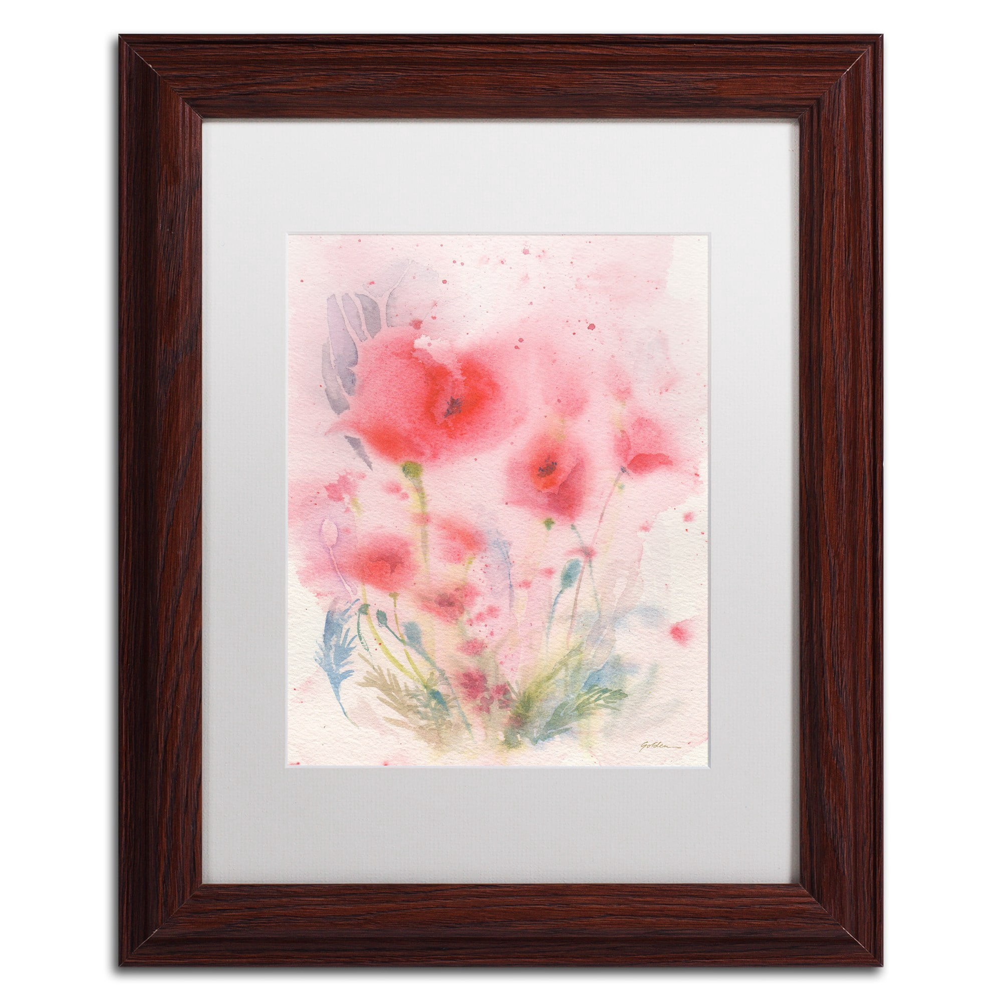 Trademark Fine Art 'Pink Reverie' Canvas Art by Sheila Golden, White Matte, Wood Frame