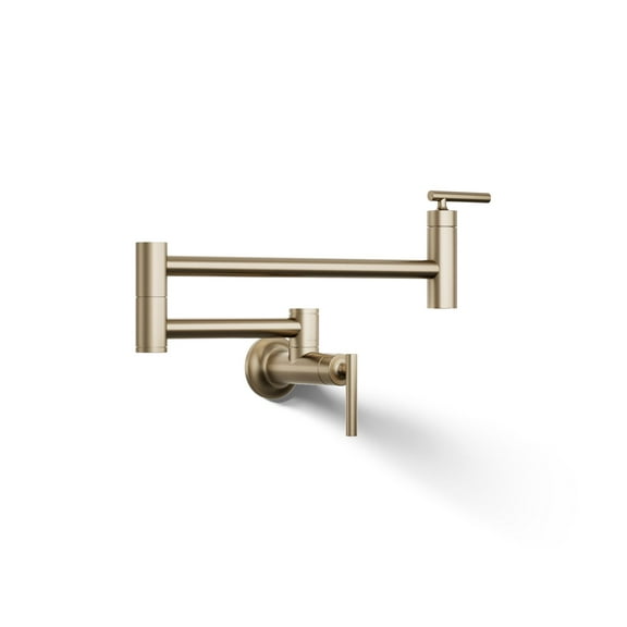 KOHLER K-35745-BV Contemporary Style Wall-Mount Pot Filler, Kitchen Sink Pot Filler Faucets, Vibrant Brushed Bronze