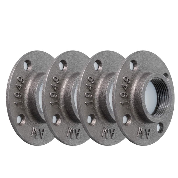 Brida De Piso De 1-1/4"" Home Tzh Paquete De 4 Bridas De Tubería De Hierro Maleable Para Bridas De Estilo Industrial Vintage Con Orificio Roscado Para Proyectos De Bricolaje/Muebles/Decoración De Esta