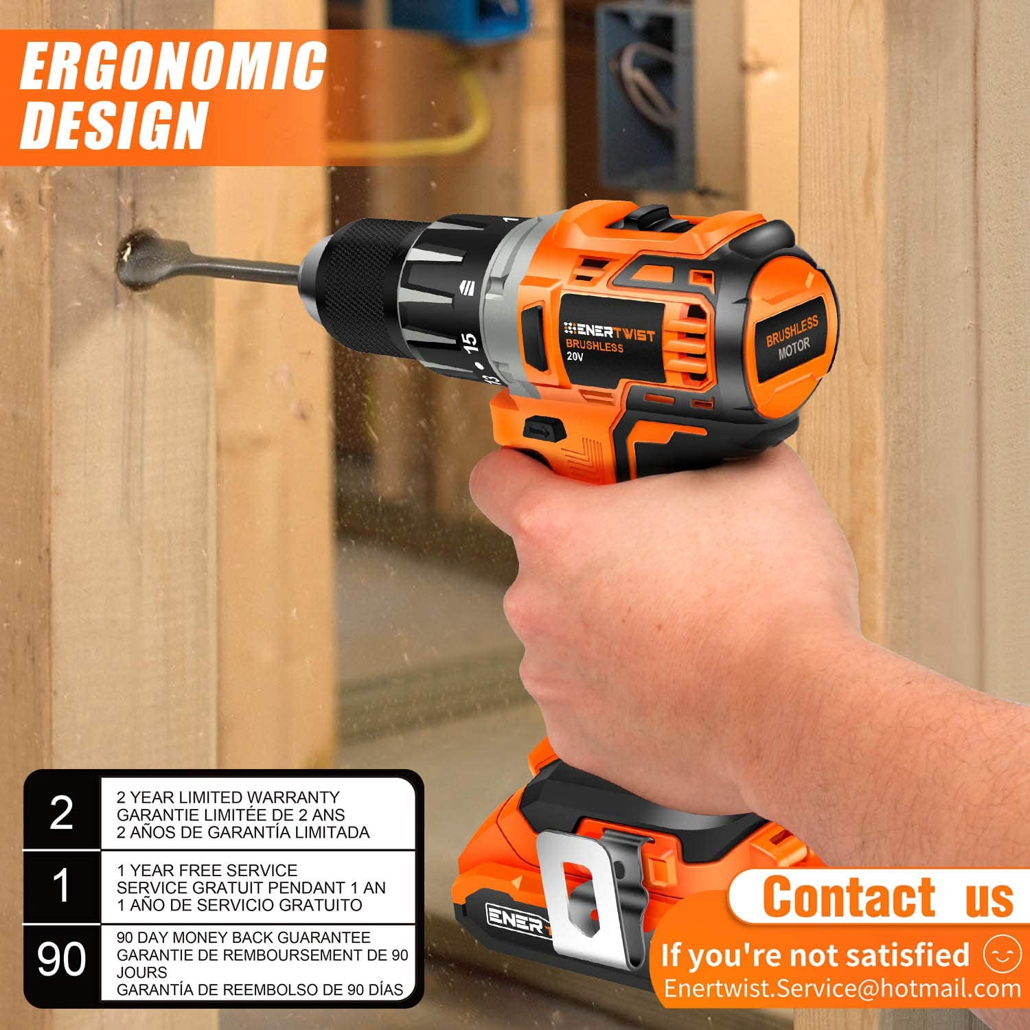 ENERTWIST Cordless Drill, 20V Max 