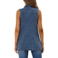 thumbnail image 4 of INSPIRE CHIC Women's Denim Vest Sleeveless Button Down Mid Length Casual Jean Vest XS Blue, 4 of 7