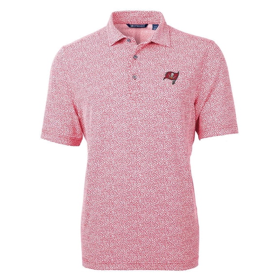 Men's Cutter & Buck Red Tampa Bay Buccaneers Virtue Eco Pique Botanical Print Polo
