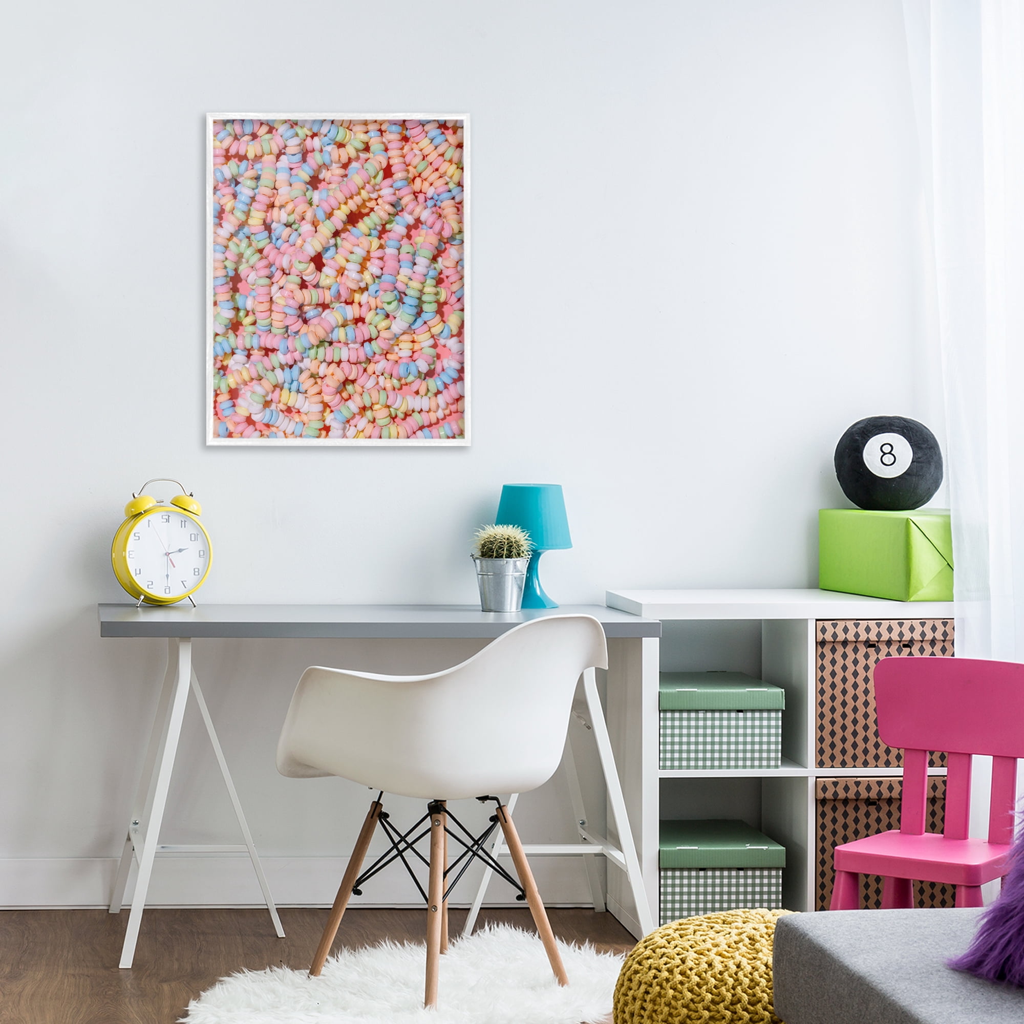 Stupell Industries Pastel Candy Necklace White Framed Giclee Art, design by LISH Creative