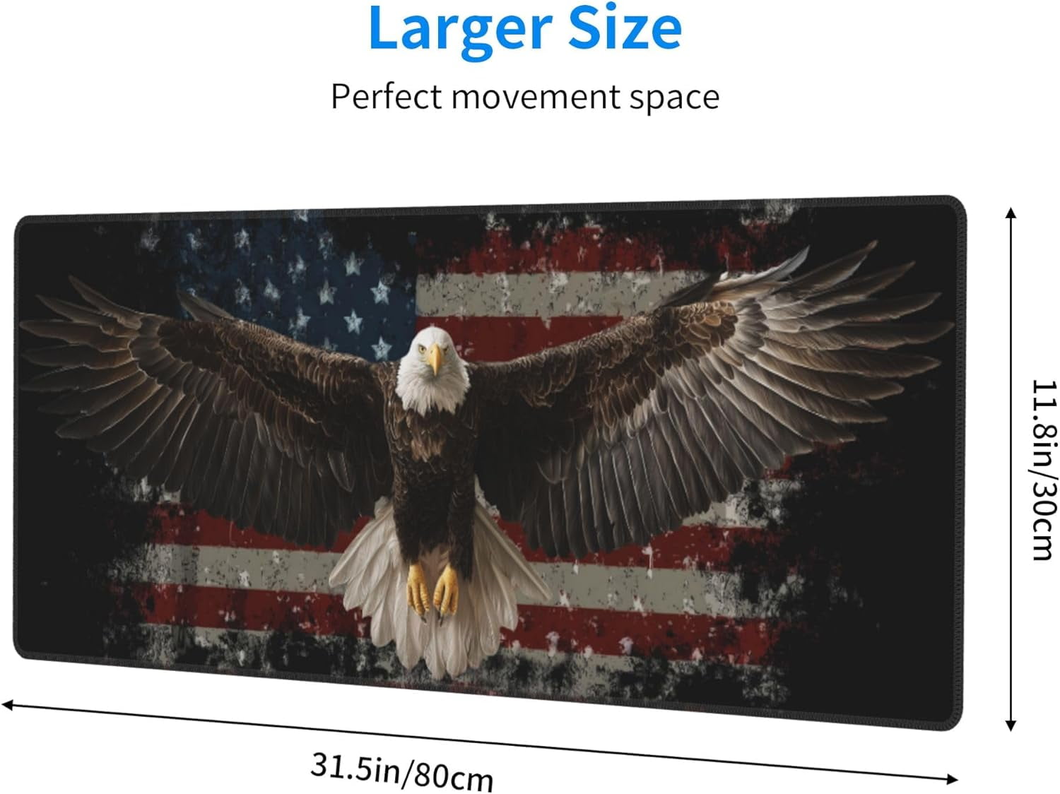 American Flag Bird Mouse Pad Extended Large Gaming Mouse Pad XL Stitched Edges for Gamer Home Office 31.5 X 11.8 Inch