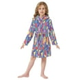 thumbnail image 6 of FORMRS Niños Bathrobe Unisex Hooded Robe Soft Plush Pajamas Sleepwear, Size 2-3T, Yellow Wavy Plaid, 6 of 7