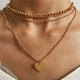 thumbnail image 2 of Collar multicapa con moneda dorada bohemia, collar retro hecho a mano para mujer, gargantilla, collar, regalo de joyería (collar multicapa de corazón-oro) JM, 2 of 4