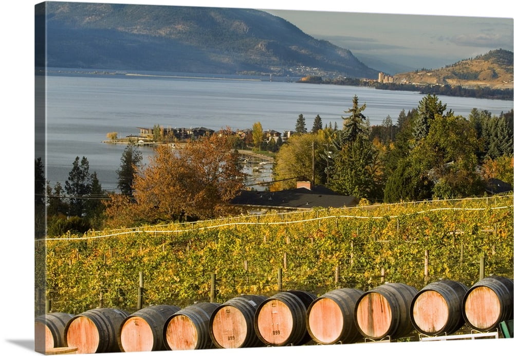 Great BIG Canvas "Lake Okanagan, Summerhill Pyramid Winery in the