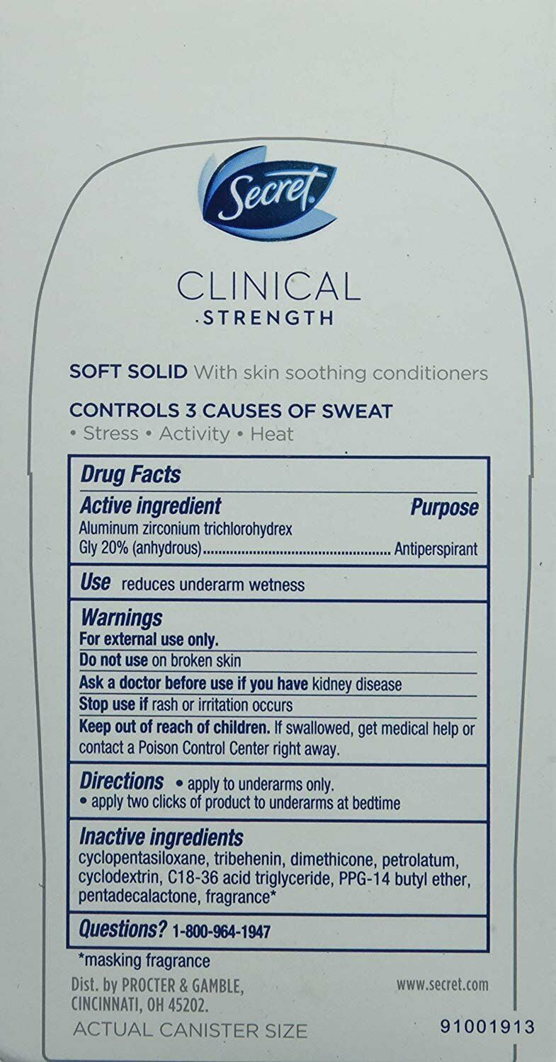 Secret Clinical Strength Antiperspirant Deodorant, Soft Solid Free Sensitive, 1.6 oz
