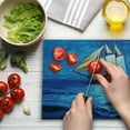 thumbnail image 3 of Nautical Cutting Board, Oil Painting Style Sailing Ship on Horizon Impressionist Art Image Print, Decorative Tempered Glass Cutting and Serving Board, Large Size, Navy Blue and Blue, by Ambesonne, 3 of 5