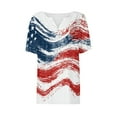 thumbnail image 5 of Cmfcve Patriotic Shirts for Women Short Sleeve V-neck Independence Day Blouse Star-Spangled Button Summer Bohemian Tunics, 5 of 5