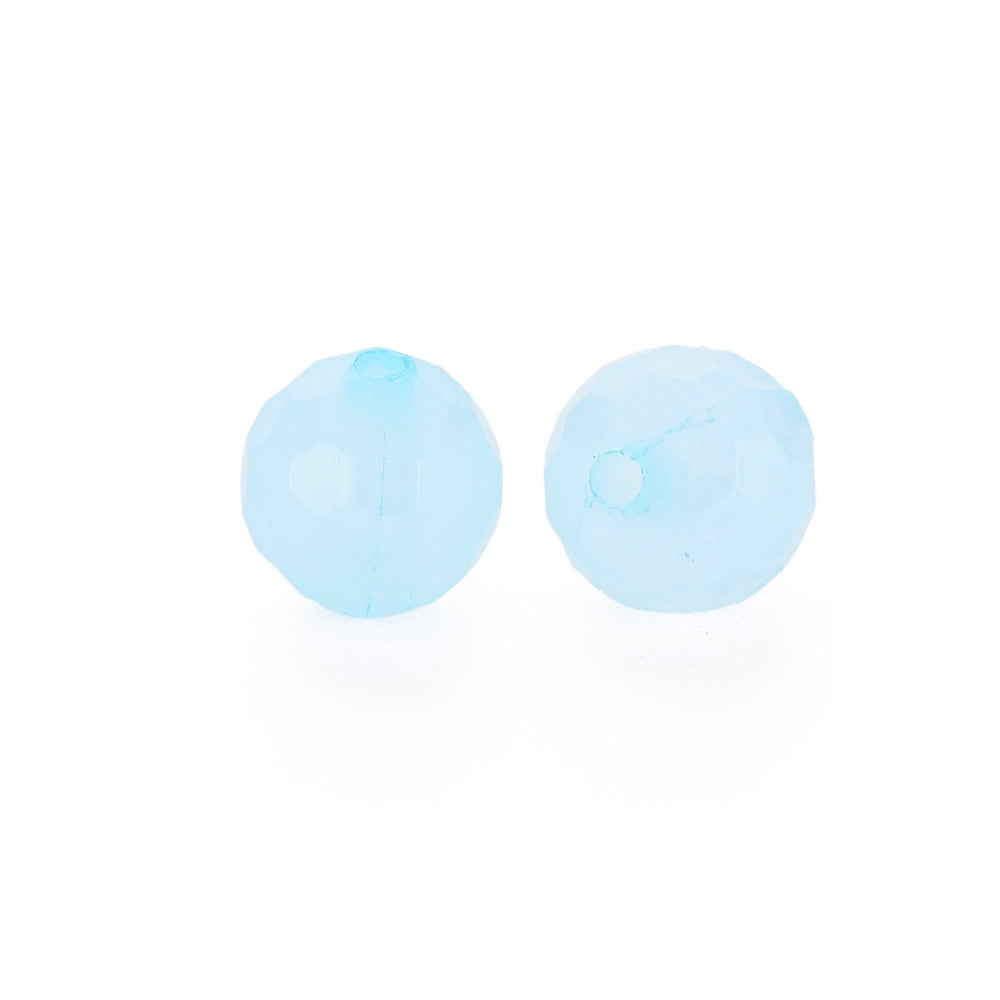 Imitation Jelly Acrylic Beads Faceted Round Light Sky Blue 10x9.5mm Hole: 1.8mm about 890pcs/500g