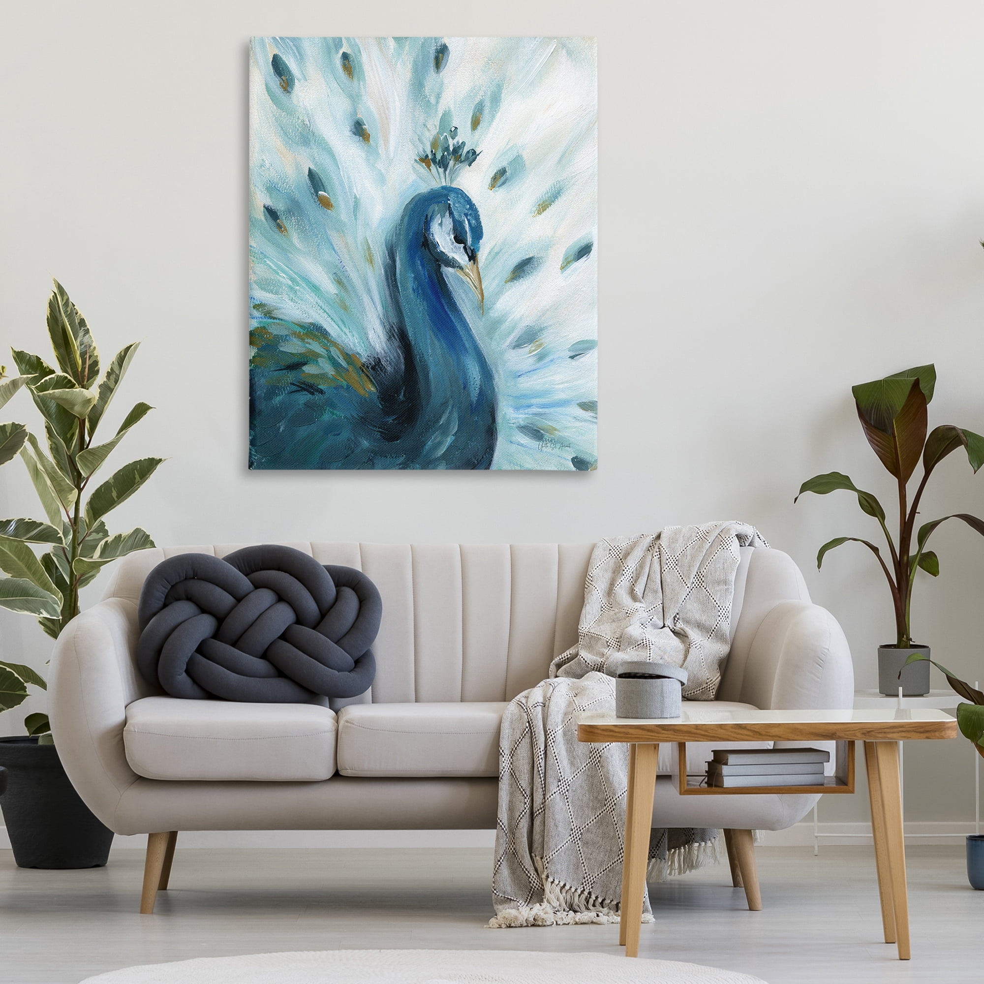 Stupell Industries Elegant Peacock Painting Animals & Insects Painting Gallery Wrapped Canvas Art Print Wall Art, 36 x 48