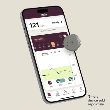 Stelo Glucose Biosensor & App by Dexcom - A Leader in Continuous Glucose Monitoring (CGM). 24/7 Tracking & Personalized Insights to Reveal Patterns. 1-Pack (Up to 15 Days). iOS & Android.