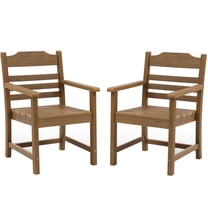 JERFIT 2-Pack Outdoor Adirondack Chairs with Arms, All-Weather Light Teak HDPE Patio Dining Chairs for Deck, Poolside, Garden & Backyard