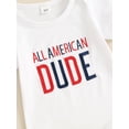 thumbnail image 6 of Niusricy 4th of July Clothes for Baby Boy 0 3M 6M 12M 18M Kids Toddler Summer Outfit Short Sleeve Romper Letter Embroidery Jumpsuit Crew Neck Tops with Stripe Pants and Hat for Independence Day, 6 of 9