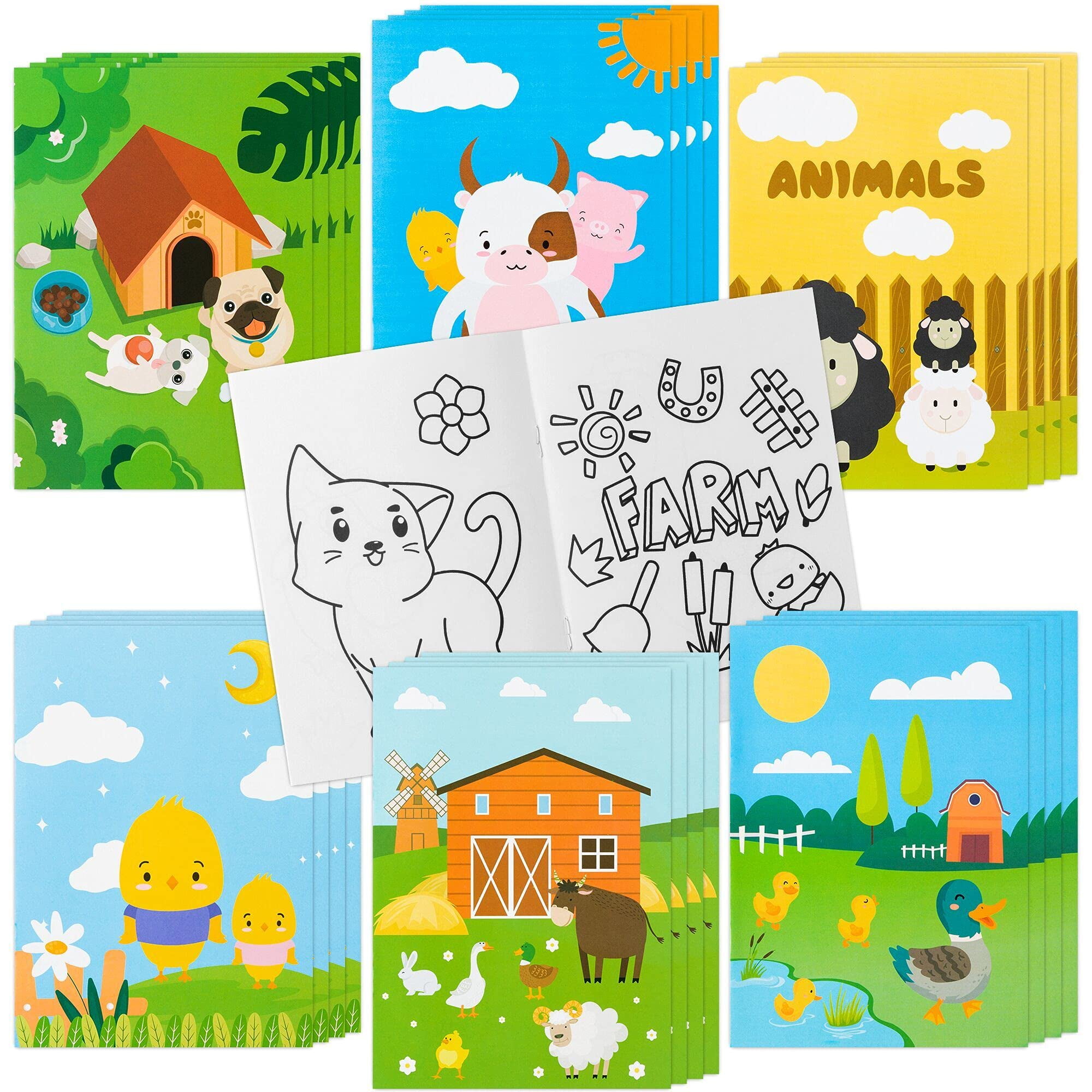 GROBRO7 24Pcs Farm Animals Coloring Books for Kids DIY Art Drawing Book  with Frogs Cows Chickens Puppies Geese love Sheep Patterns Color Booklets  for Toddlers Birthday Party Favors Goodie Bag Filler -