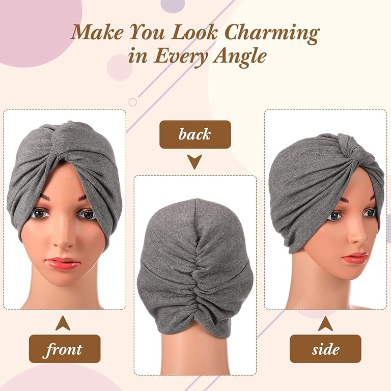 Women\'s Cotton Turban Headwrap Set 4 Colors Chemo Sleep Cap Yoga Accessory Amazon.com: SATINIOR 4 Pieces Turbans for Women Soft Pre  main image 4