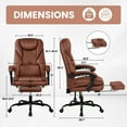 thumbnail image 3 of COOLHUT Executive Office Chair, Big and Tall Office Chair with Footrest Reclining Faux Leather Chair High Back Lumbar Support Ergonomic Office Chair with Padded Armrests, Brown, 3 of 12
