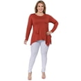 thumbnail image 4 of Women's Long Sleeve Asymmetrical Hem Tunic Top -Plus Size, RUST, 2XL, 4 of 4